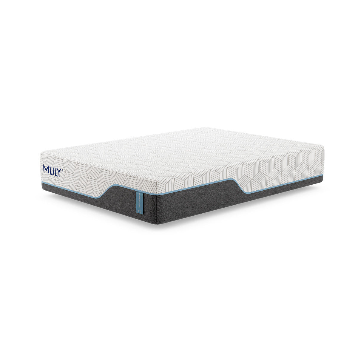 MLILY Harmony Chill 2.0 Memory Foam Medium 14" Mattress, corner view showing the side and front, white background.