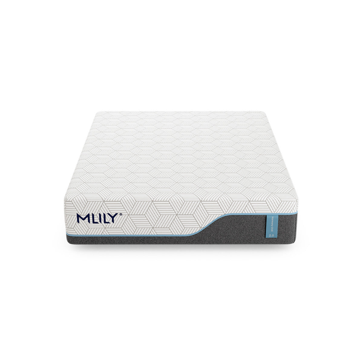 MLILY Harmony Chill 2.0 Memory Foam Medium 14" Mattress, front view slightly tilted up, white background.