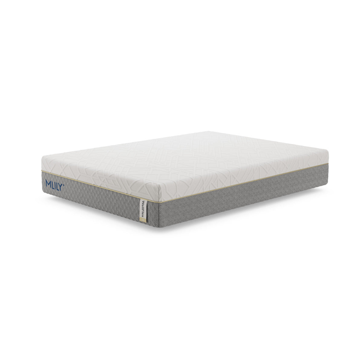 Corner view of the MLILY WellFlex 2.0 Memory Foam Medium 12" Mattress on a white background.