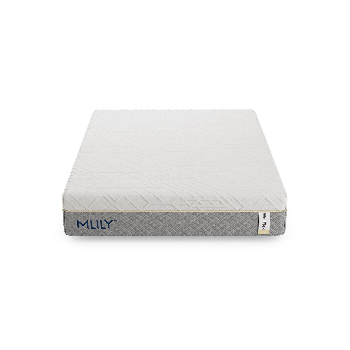 Front slight aerial view of the MLILY WellFlex 2.0 Memory Foam Medium 12" Mattress on a white background.