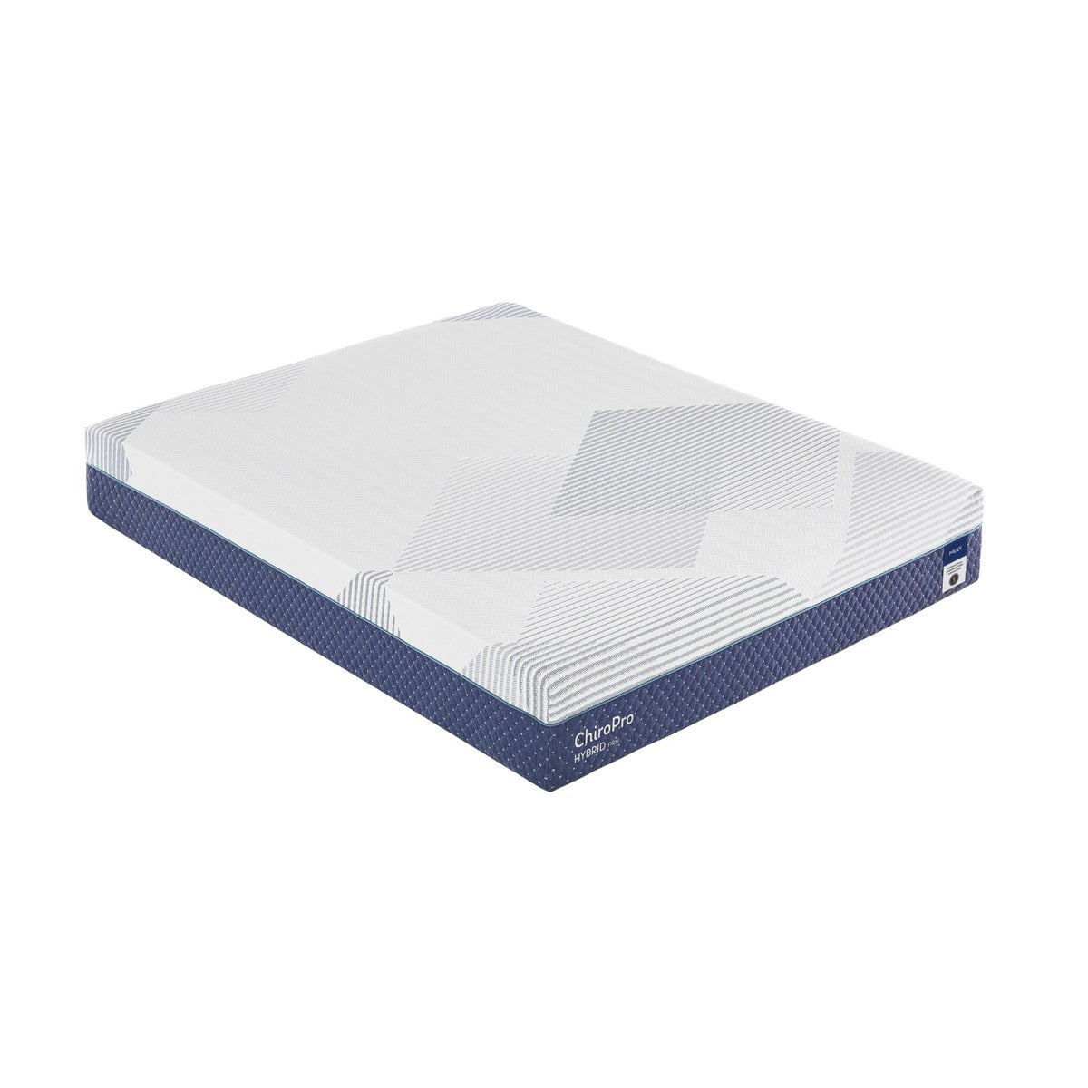 MLILY ChiroPro Hybrid Firm 13" Mattress with a white background, showing a slightly aerial view of the left corner side of the mattress.