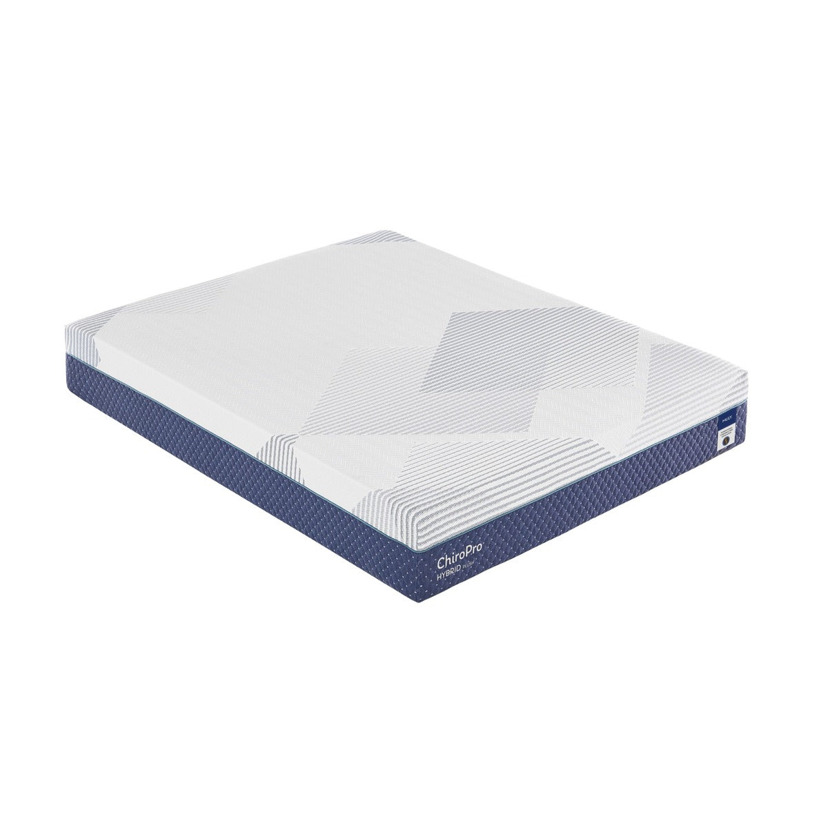 MLILY ChiroPro Hybrid Plush 13" Mattress with a white background, showing a slightly aerial view of the left corner side of the mattress.