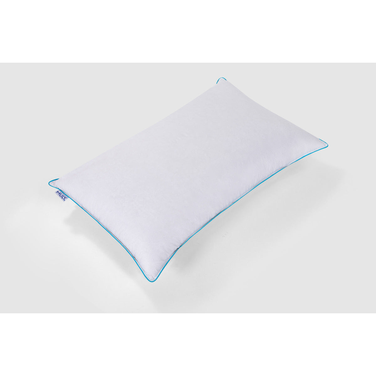 MLILY Ethically Sourced Down Pillow from an overhead view, laying at a corner angle, white background.